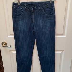 Q womens Eshe solid blue stretch tapered jeans size 10